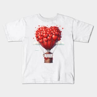 Valentine Hot Air Balloon Kids T-Shirt